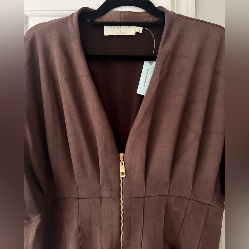 Anthropologie Brown Maxi Dress with Front Zip - Picture 7 of 14